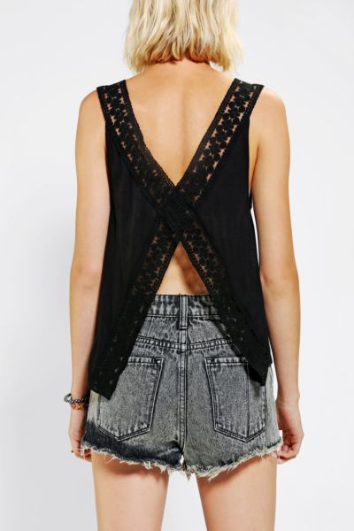 Pins And Needles Lace Split-Back Tank Top - Urban Outfitters