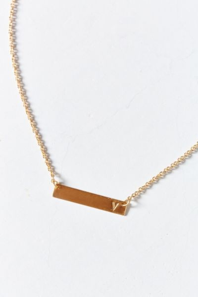 Gold Initial Bar Necklace