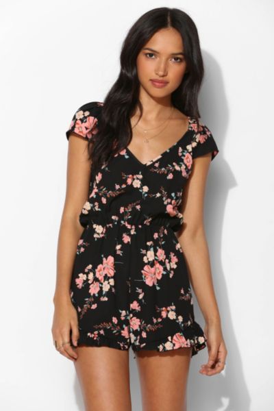 Pins And Needles Silky Flutter-Short Romper - Urban Outfitters