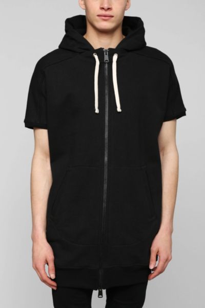 Drifter Magnus Short Sleeve Zip Up Long Hooded Sweatshirt