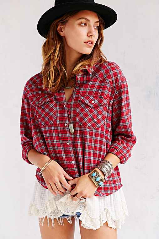 BDG Lace Petticoat Flannel Shirt - Urban Outfitters