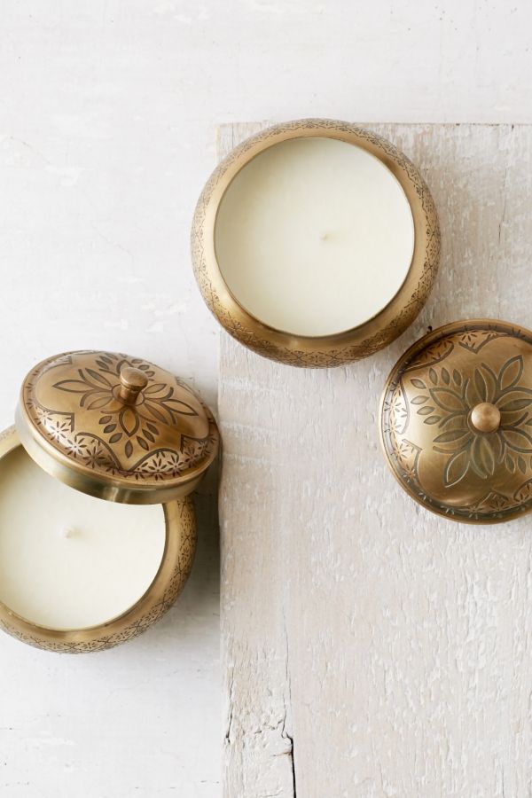 Moroccan Embossed Metal Candle | Urban Outfitters