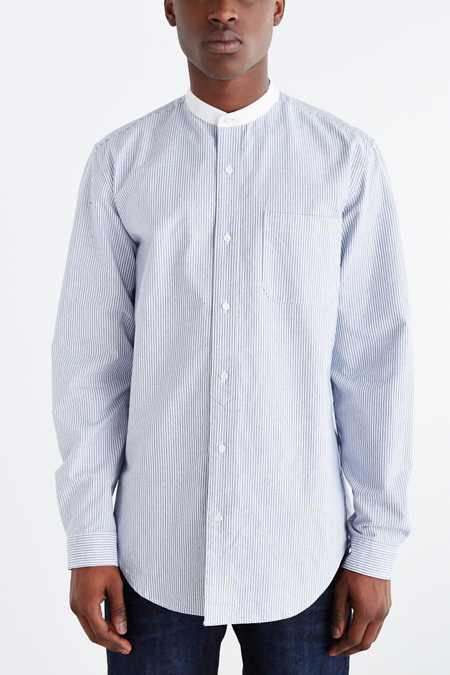 Shades Of Grey By Micah Cohen Mandarin Collar Button-Down Shirt