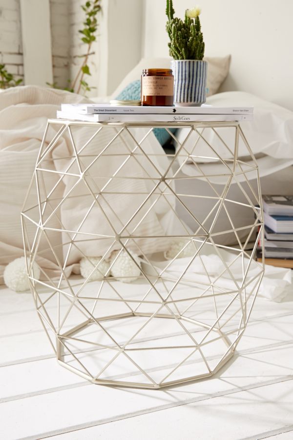 Slide View: 1: Geometric Metal Side Table