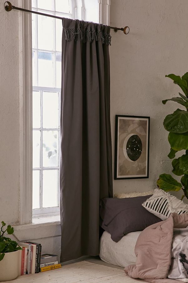 Tassel Blackout Curtain - Grey | Urban Outfitters