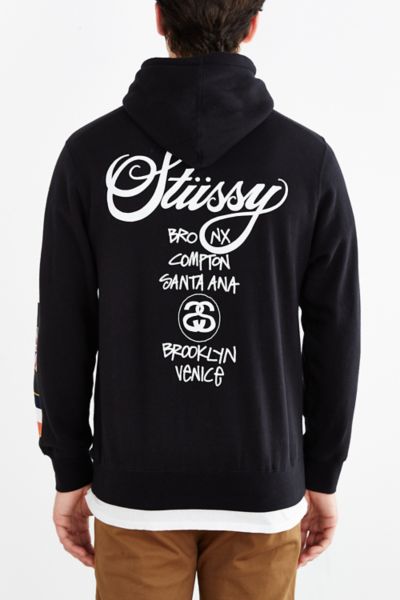 Stussy World Tour Flags Pullover Hoodie Sweatshirt - Urban Outfitters