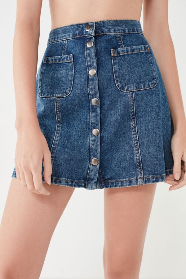 BDG Denim ButtonFront Skirt Urban Outfitters