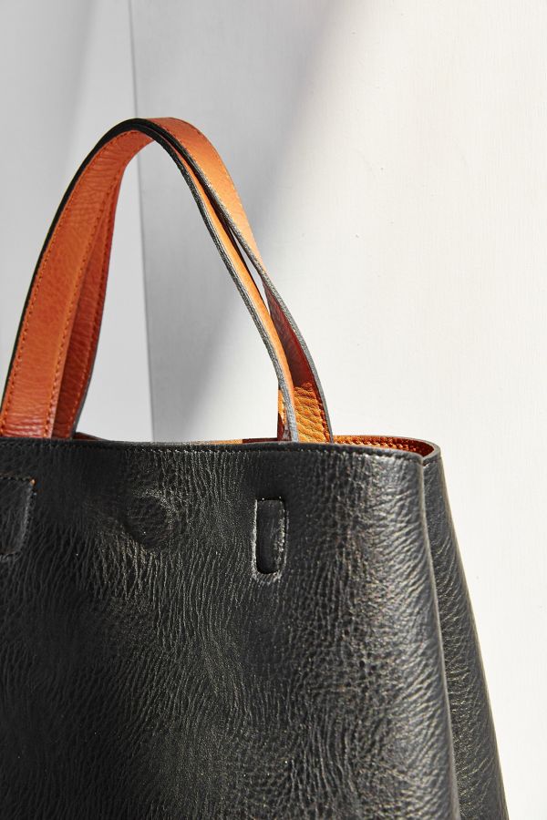 Slide View: 5: Mini Reversible Faux Leather Tote Bag