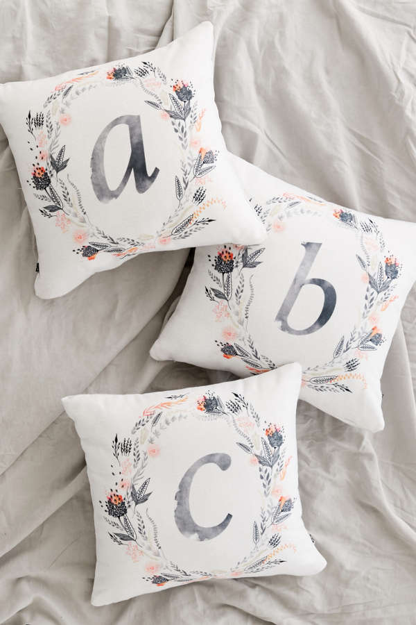 Slide View: 1: Iveta Abolina For Deny Pink Summer Monogram Pillow