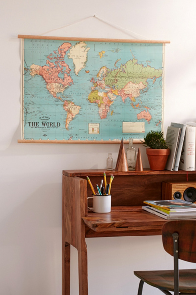 Urban Outfitters Hanging World Map Art