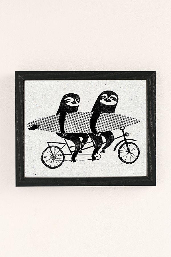 Urban Outfitters Surfing Sloth Tandem Sloth Art Print