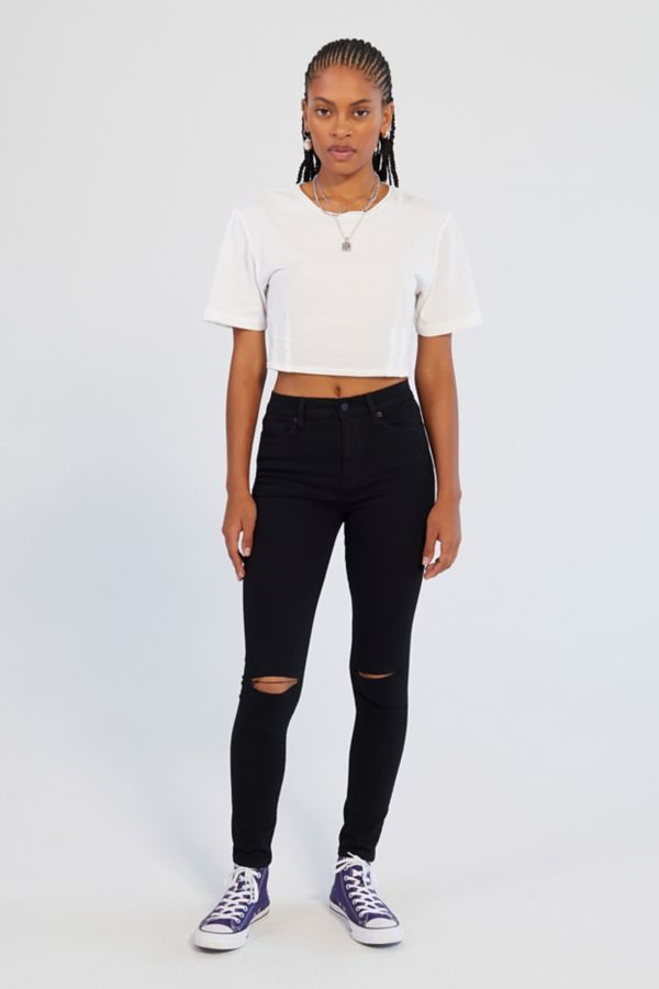 black ripped jeans high rise