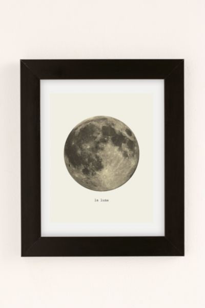 Urban Outfitters Merci Merci La Lune Art Print In Black Matte