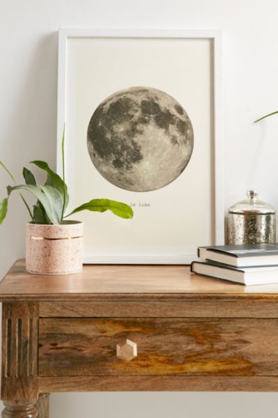 Urban Outfitters Merci Merci La Lune Art Print In White Wood