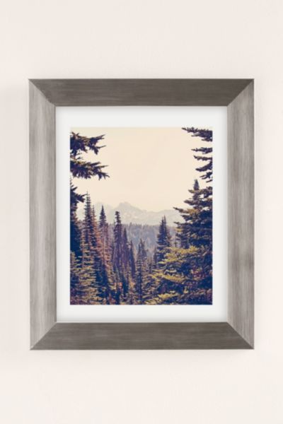 Urban Outfitters Kurt Rahn Mountains Through The Trees Art Print In Silver Matte