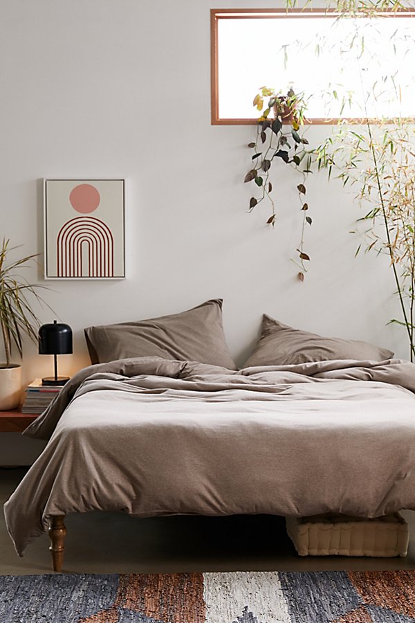 Urban Outfitters T-shirt Jersey Knit Duvet Cover In Taupe