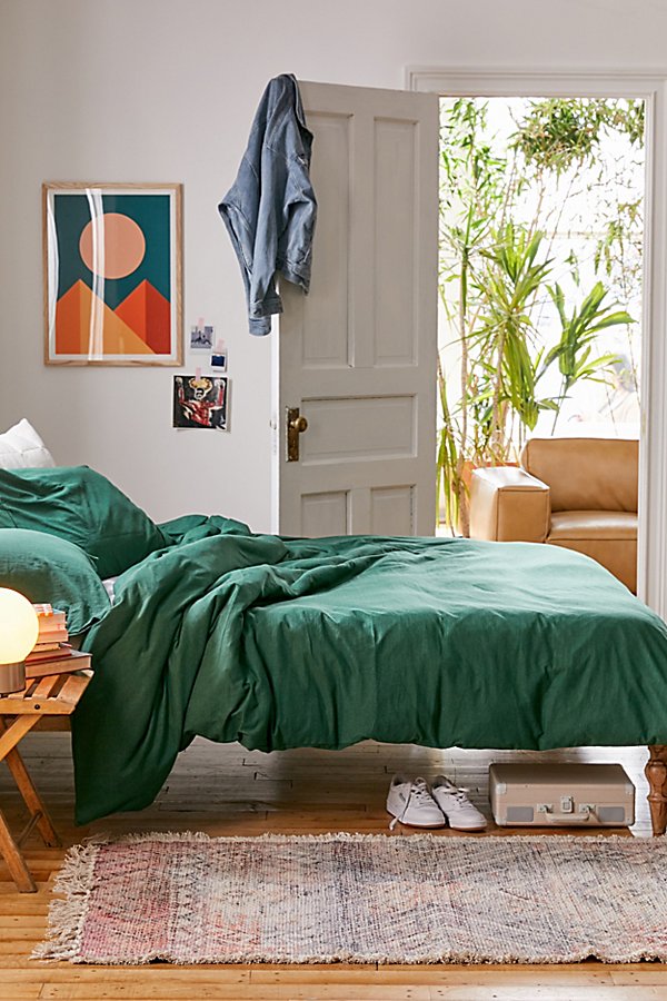 Urban Outfitters T-shirt Jersey Duvet Cover In Dark Green