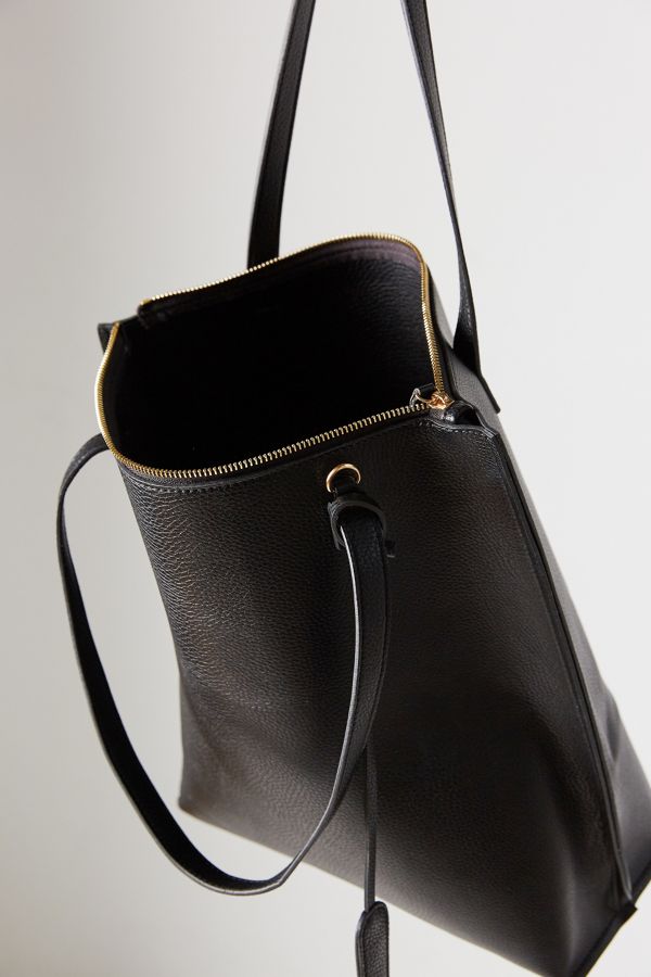 Silence + Noise Zip Pebbled Faux Leather Tote Bag | Urban Outfitters