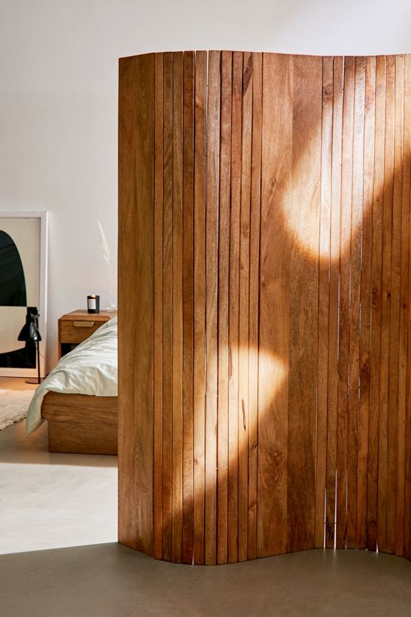 Slide View: 1: Slatted Screen Room Divider