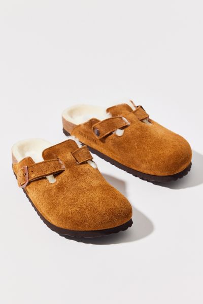 Birkenstock Shearling Boston Clog In Tan