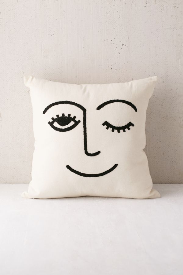 Winky Embroidered Pillow