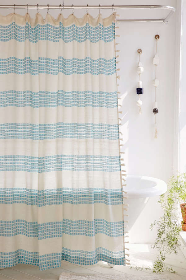 Slide View: 1: Isra Floating Weft Shower Curtain