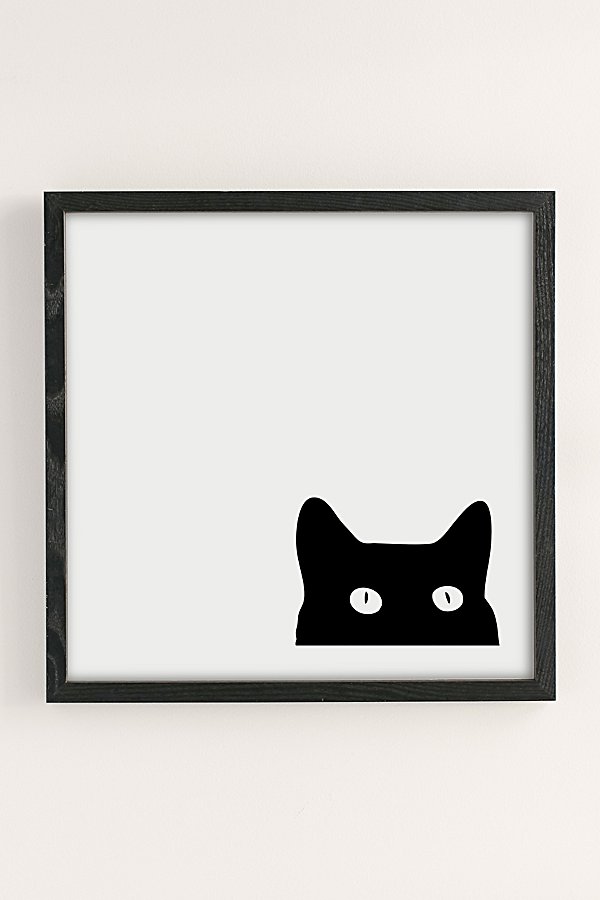 Urban Outfitters Shannon Lee Black Cat Art Print In Black Wood