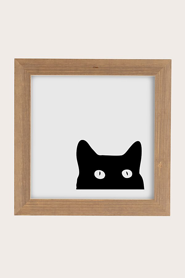 Urban Outfitters Shannon Lee Black Cat Art Print In Grey Barnwood