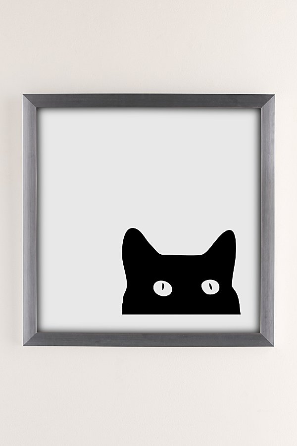 Urban Outfitters Shannon Lee Black Cat Art Print In Silver Matte