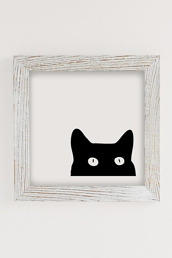 Urban Outfitters Shannon Lee Black Cat Art Print In White Barnwood