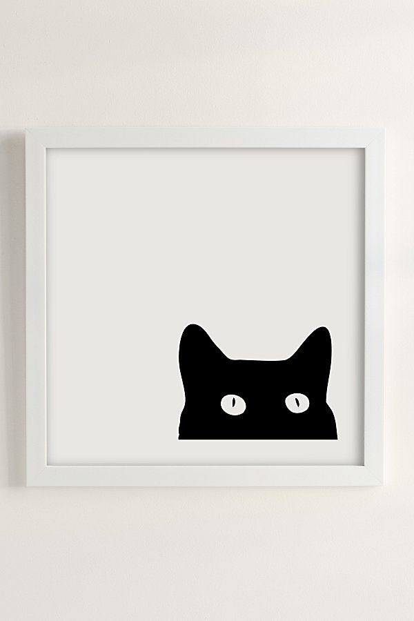 Urban Outfitters Shannon Lee Black Cat Art Print In White Matte