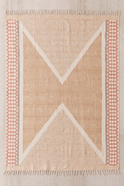 Urban Outfitters Calisa Block Printed Rug In Gold Multi
