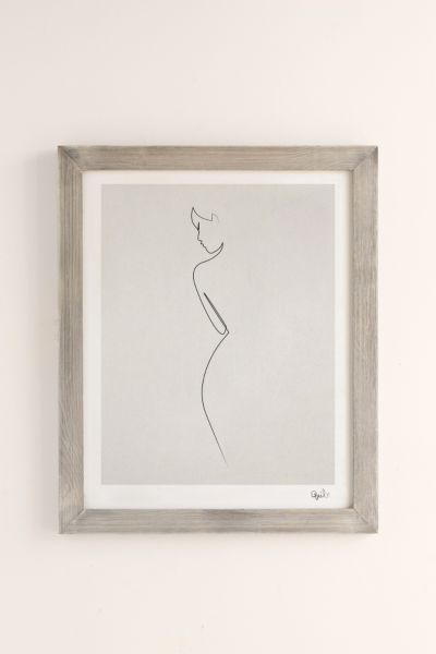 Quibe One Line Nude Art Print In Grey Barnwood