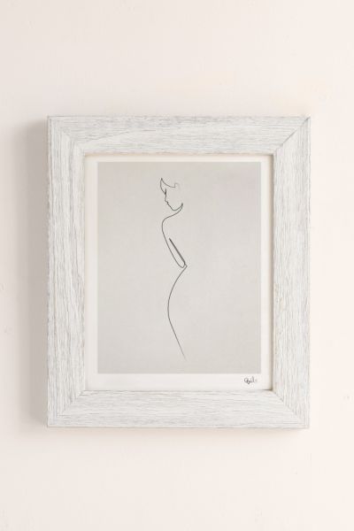 Quibe One Line Nude Art Print In White Barnwood
