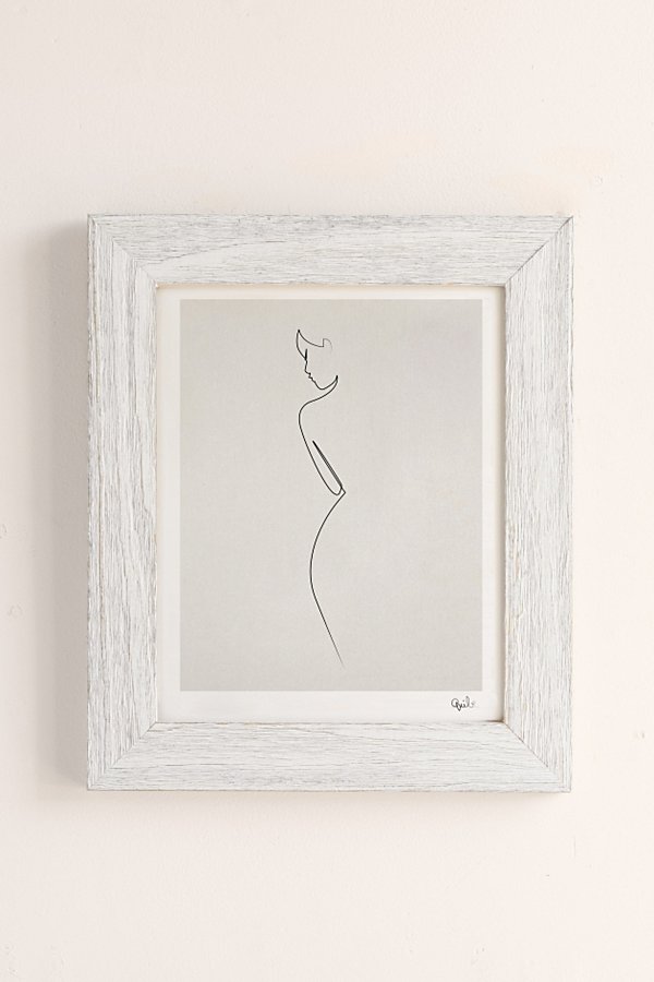 Quibe One Line Nude Art Print In White Barnwood