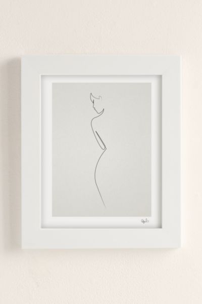 Quibe One Line Nude Art Print In Modern White
