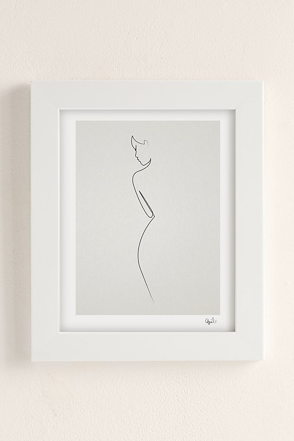 Quibe One Line Nude Art Print In White Matte