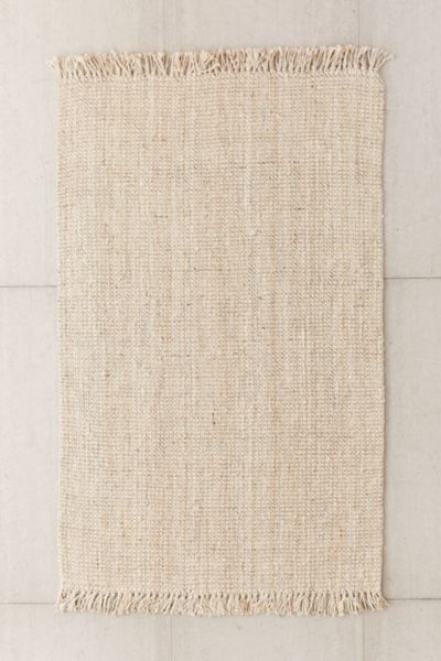 Urban Outfitters Chunky Fringe Woven Jute Rug In Ivory