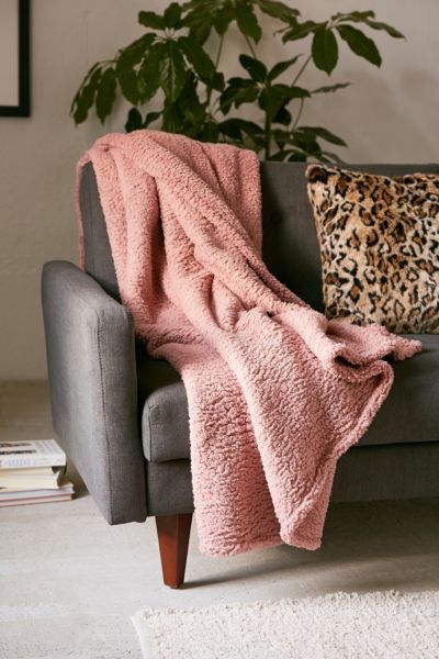 Urban Outfitters Amped Fleece Throw Blanket In Mauve