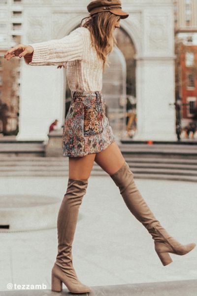 Jeffrey Campbell Cienega Tan Over-The-Knee Boot - Tan 9. at Urban Outfitters