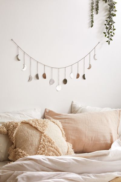 Urban Outfitters Hammered Metal Moon Cycle Banner In Silver