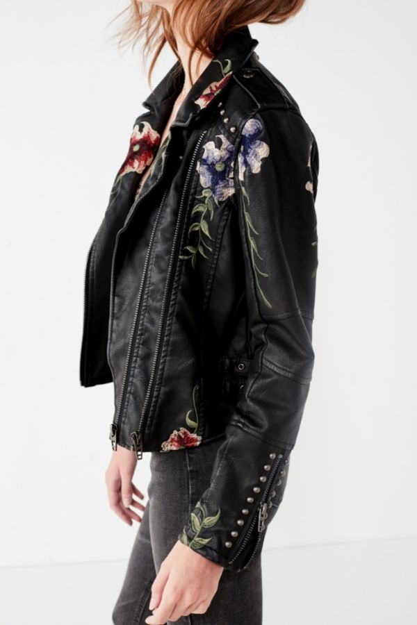 BLANKNYC As You Wish Floral Embroidered Moto Jacket | Urban Outfitters
