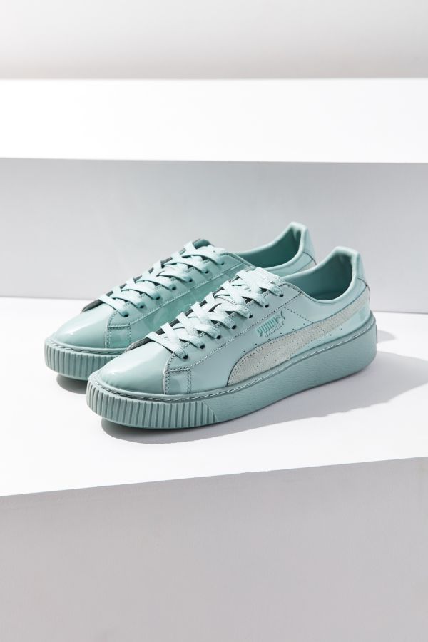 puma basket black patent leather