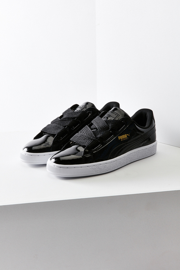 puma basket heart black patent