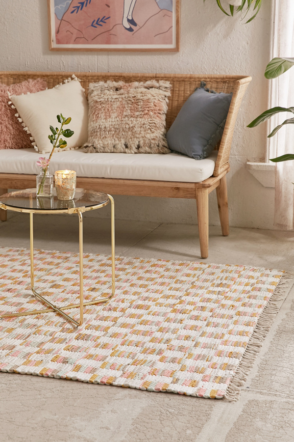 Nima Garden Checkered Rag Rug Urban Outfitters