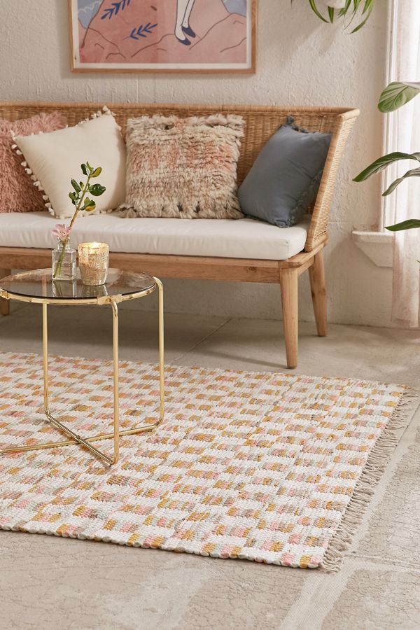 Nima Garden Checkered Rag Rug Urban Outfitters