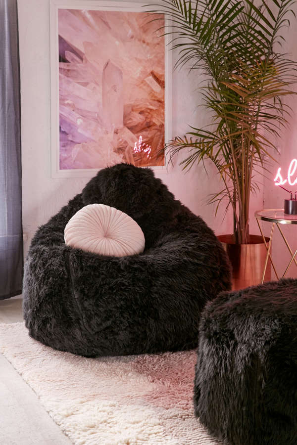 Slide View: 1: Aspyn Faux Fur Shag Bean Bag Chair
