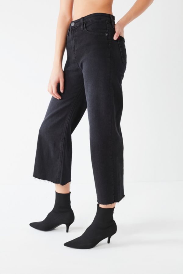 BDG Cropped Denim Culotte - Washed Black | Urban Outfitters