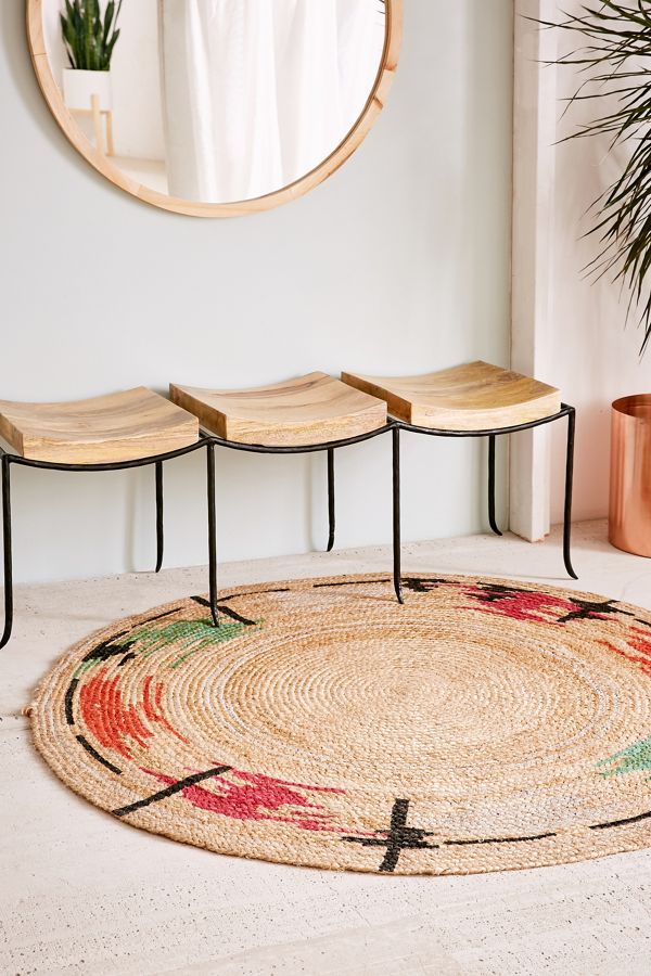 Thalia Basketwoven Jute Round Rug Urban Outfitters
