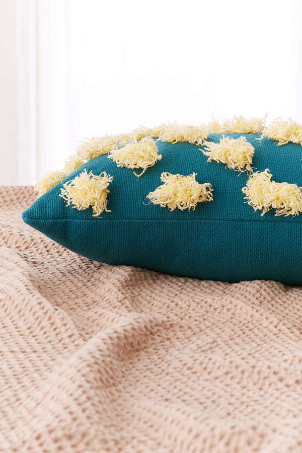 Slide View: 2: Diya Spotted Fringe Bolster Pillow